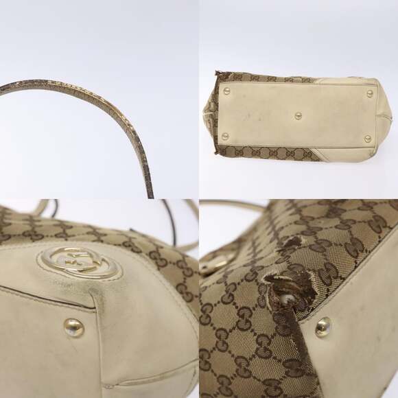 GUCCI GG Canvas Tote Bag Beige Gold - Picture 10 of 13